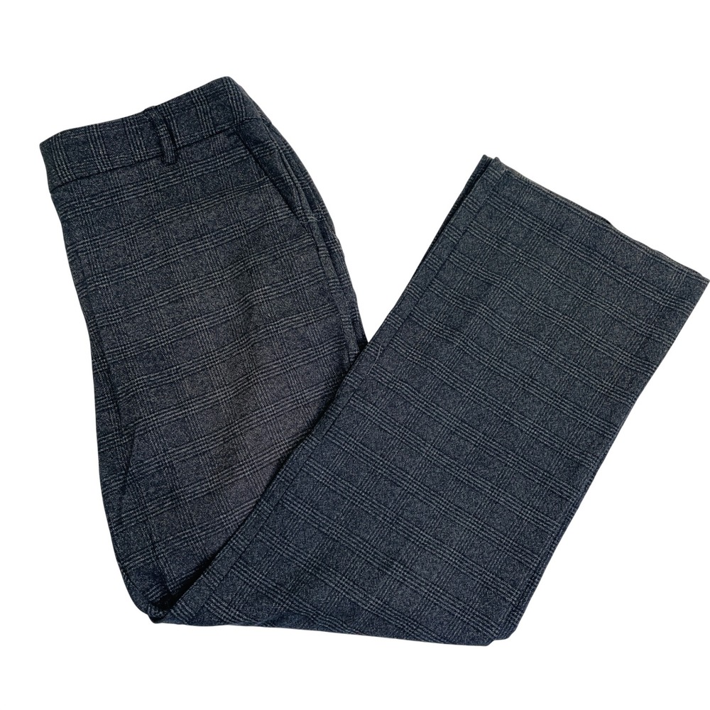 Van Heusen Studio Womens 6S Grey Glen Plaid Stretch Straight Leg Dress Pants